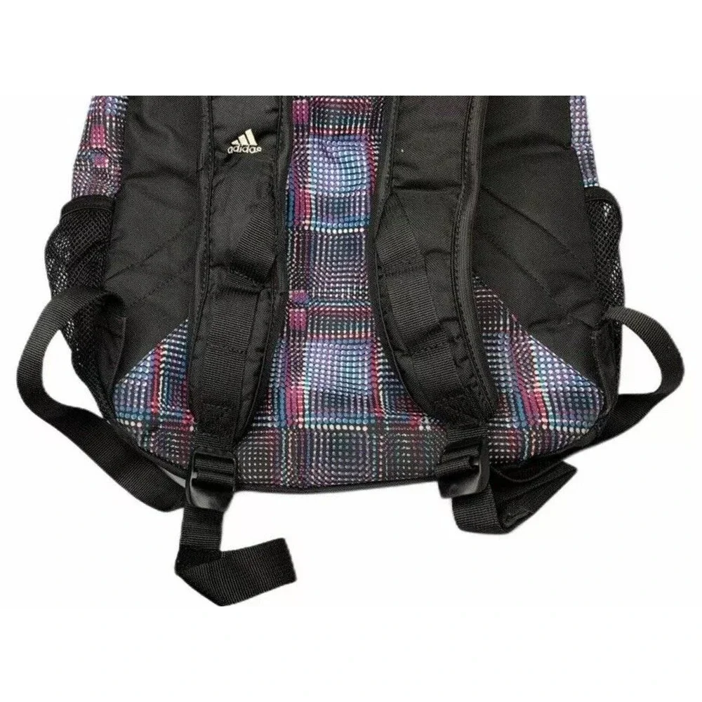 Adidas Black Blue White Pink Backpack w/‎ Laptop Sleeve & Load Spring Straps